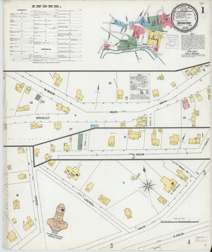 Sanborn Fire Insurance Map from Branford, New Haven County, Connecticut (1901), Sheet #0001 - Complete Map Set gallery image, historic Sanborn map, vintage wall art, Connecticut Connecticut