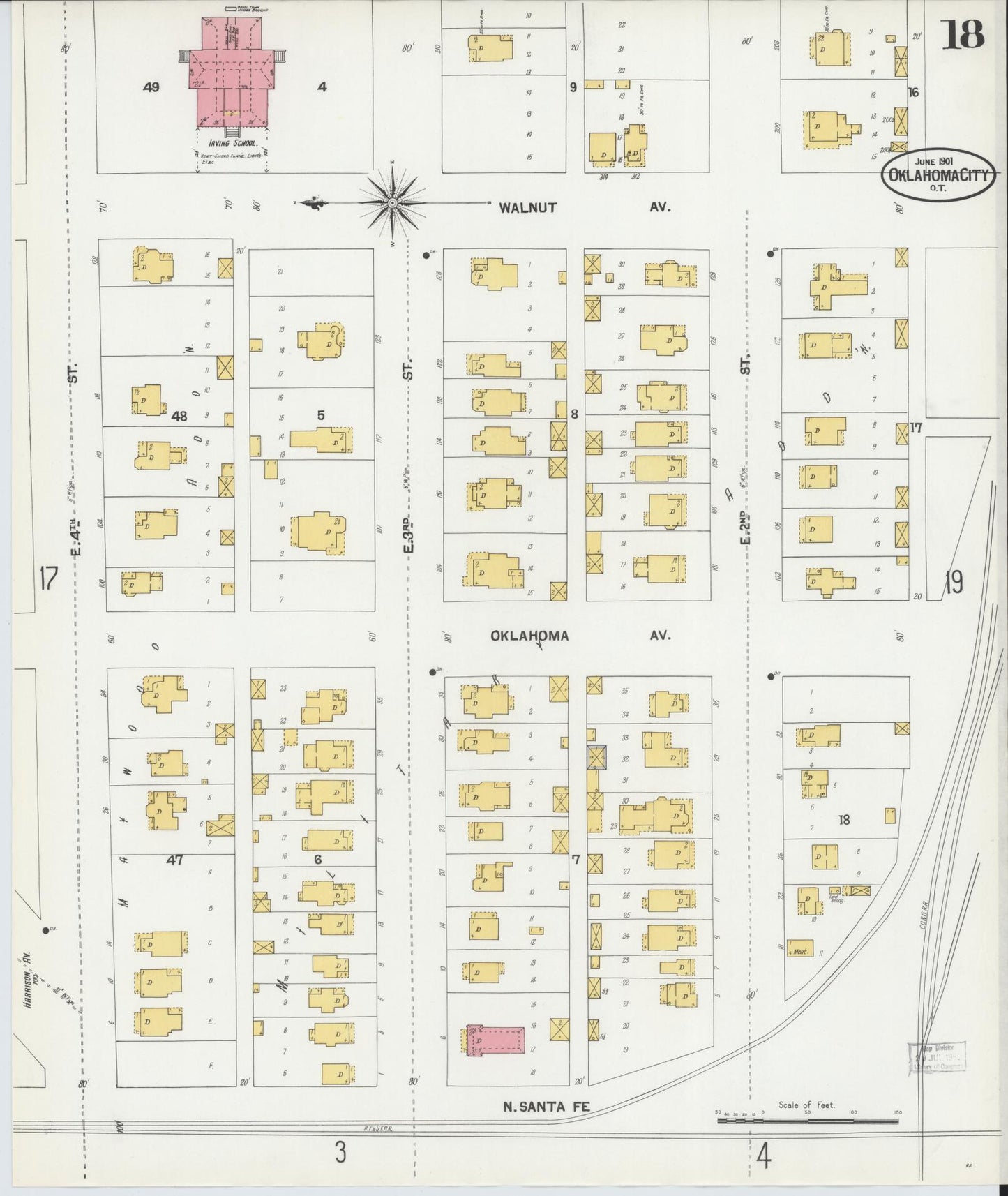 Sanborn Fire Insurance Map from Oklahoma City, Oklahoma County, Oklahoma (1901), Sheet #0018 - Complete Map Set gallery image, historic Sanborn map, vintage wall art, Oklahoma City Oklahoma