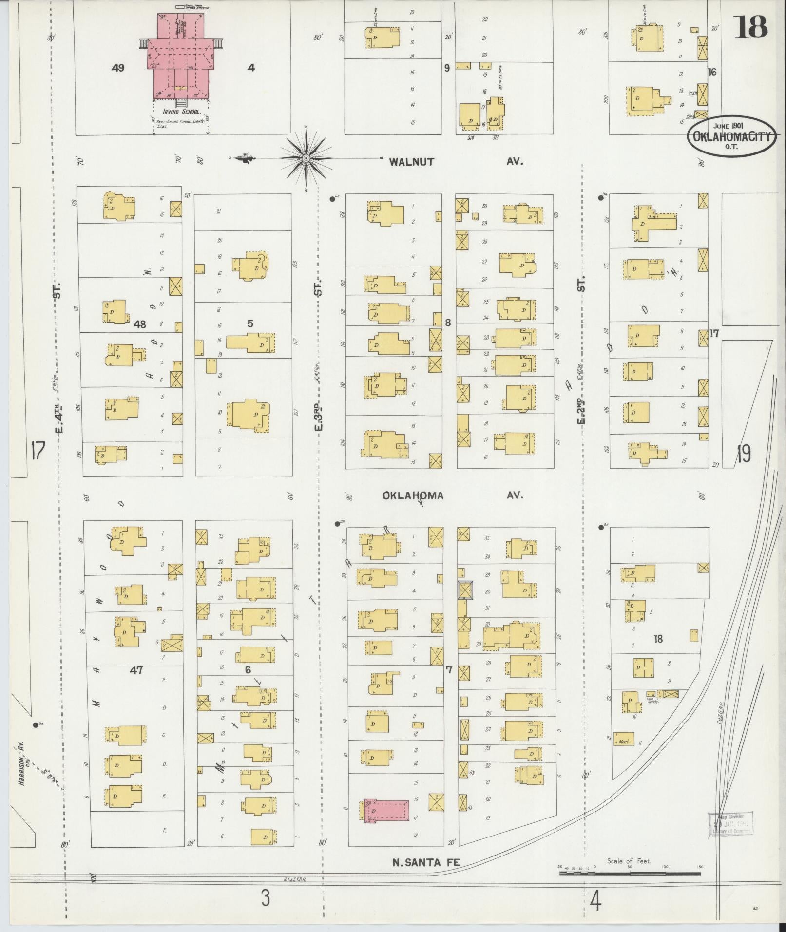 Sanborn Fire Insurance Map from Oklahoma City, Oklahoma County, Oklahoma (1901), Sheet #0018 - Complete Map Set gallery image, historic Sanborn map, vintage wall art, Oklahoma City Oklahoma