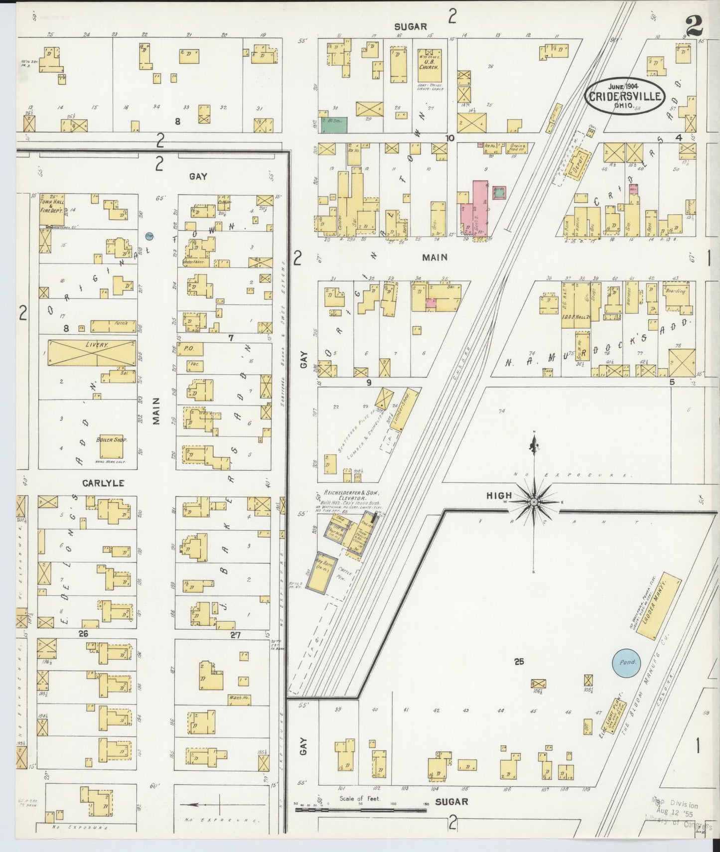 Sanborn Fire Insurance Map from Cridersville, Auglaize County, Ohio (1904), Sheet #0002 - Complete Map Set gallery image, historic Sanborn map, vintage wall art, Ohio Ohio