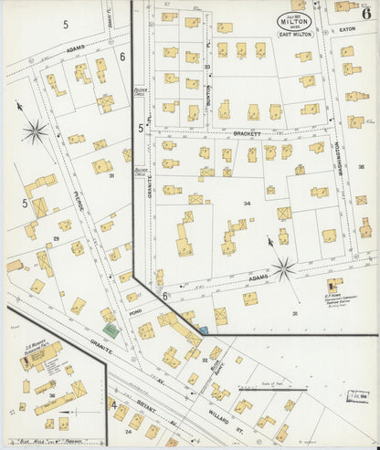 Sanborn Fire Insurance Map from Milton, Norfolk County, Massachusetts (1901), Sheet #0006 - Complete Map Set gallery image, historic Sanborn map, vintage wall art, Massachusetts Massachusetts