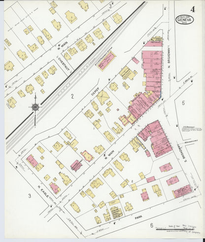 Sanborn Fire Insurance Map from Geneva, Ashtabula County, Ohio (1919), Sheet #0004 - Historic Sanborn Fire Insurance Map Print, vintage old map wall art, antique decor, genealogy gift, Ohio Ohio map