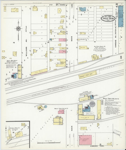 Sanborn Fire Insurance Map from Great Bend, Barton County, Kansas (1909), Sheet #0007 - Historic Sanborn Fire Insurance Map Print, vintage old map wall art, antique decor, genealogy gift, Kansas Kansas map