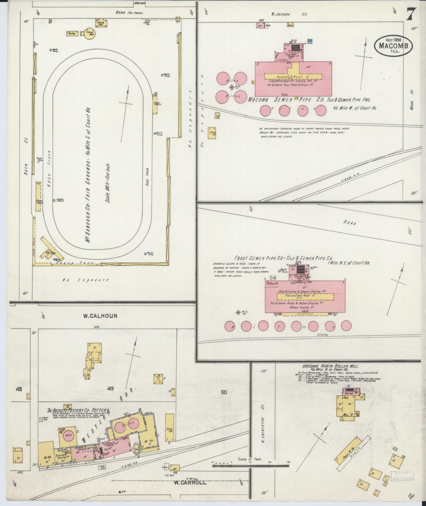 Sanborn Fire Insurance Map from Macomb, Mcdonough County, Illinois (1898), Sheet #0007 - Historic Sanborn Fire Insurance Map Print, vintage old map wall art, antique decor, genealogy gift, Illinois Illinois map
