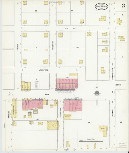Sanborn Fire Insurance Map from Fort Meade, Polk County, Florida (1911), Sheet #0003 - Historic Sanborn Fire Insurance Map Print, vintage old map wall art, antique decor, genealogy gift, Florida Florida map