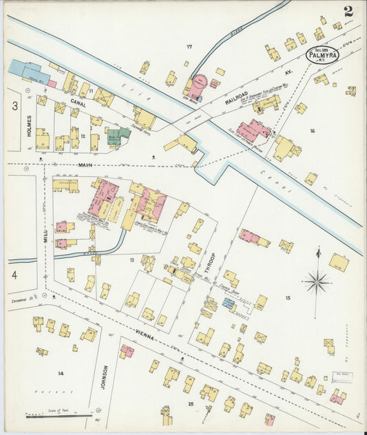 Sanborn Fire Insurance Map from Palmyra, Wayne County, New York (1899), Sheet #0002 - Complete Map Set gallery image, historic Sanborn map, vintage wall art, New York New York