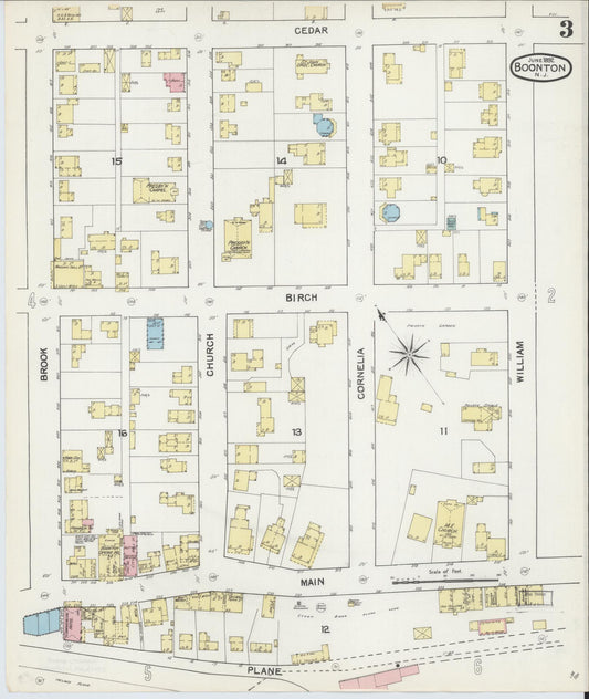 Sanborn Fire Insurance Map from Boonton, Morris County, New Jersey (1892), Sheet #0003 - Historic Sanborn Fire Insurance Map Print, vintage old map wall art, antique decor, genealogy gift, New Jersey New Jersey map