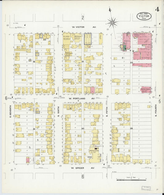 Sanborn Fire Insurance Map from Victor, Teller County, Colorado (1908), Sheet #0004 - Historic Sanborn Fire Insurance Map Print, vintage old map wall art, antique decor, genealogy gift, Colorado Colorado map