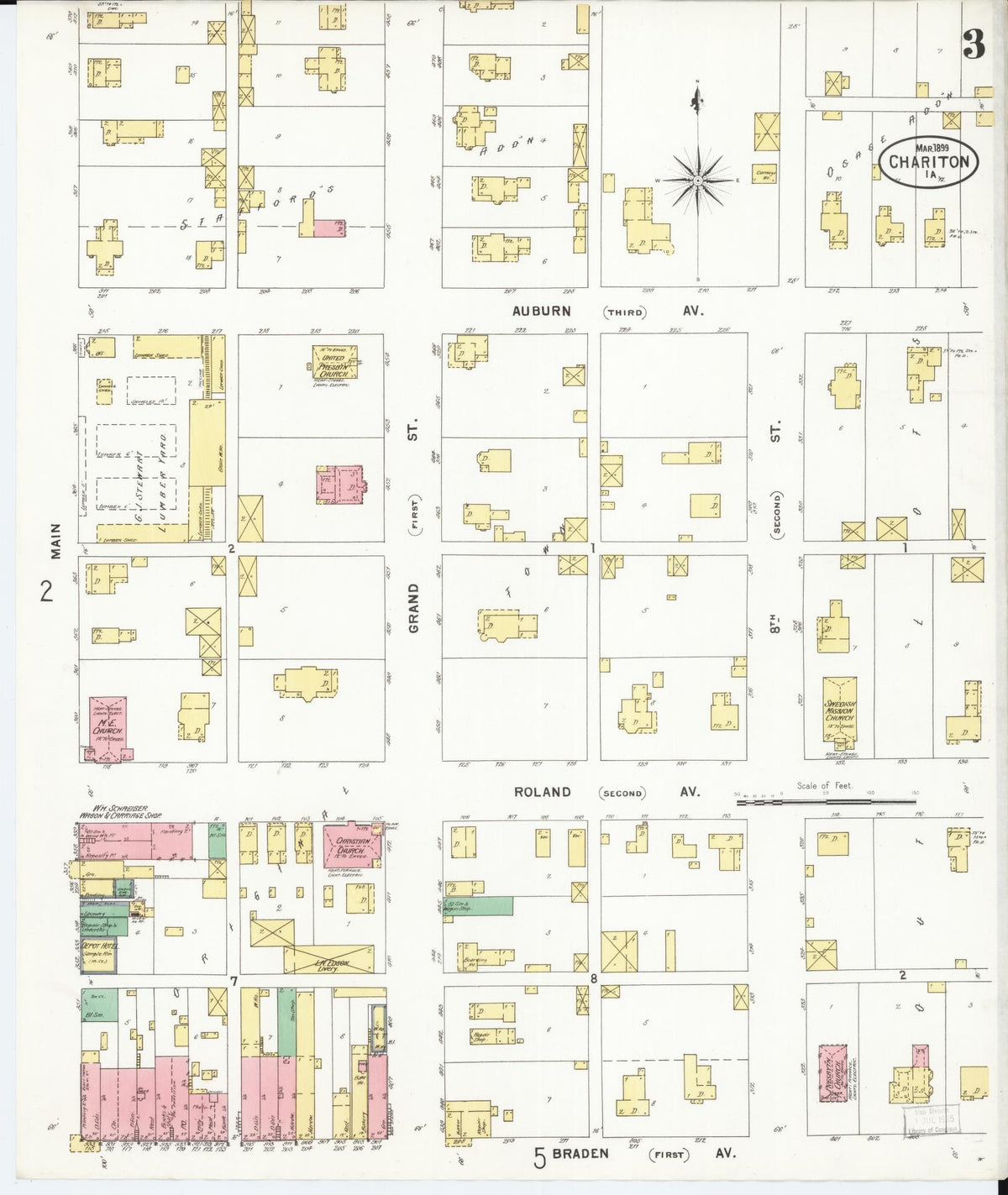Sanborn Fire Insurance Map from Chariton, Lucas County, Iowa (1899), Sheet #0003 - Historic Sanborn Fire Insurance Map Print