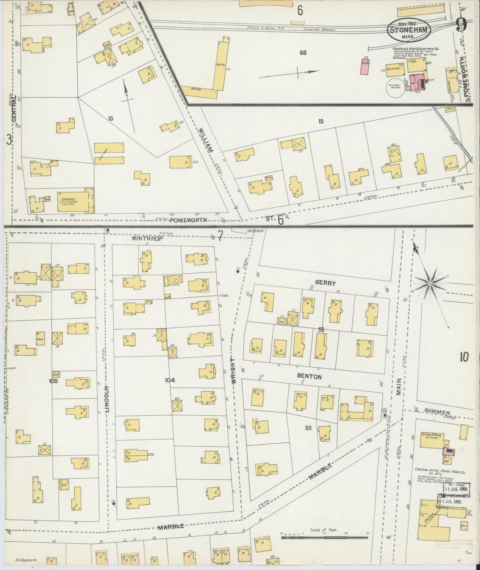 Sanborn Fire Insurance Map from Stoneham, Middlesex County, Massachusetts (1903), Sheet #0009 - Complete Map Set gallery image, historic Sanborn map, vintage wall art, Massachusetts Massachusetts