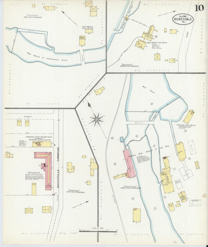 Sanborn Fire Insurance Map from Honesdale, Wayne County, Pennsylvania (1903), Sheet #0010 - Historic Sanborn Fire Insurance Map Print, vintage old map wall art, antique decor, genealogy gift, Pennsylvania Pennsylvania map