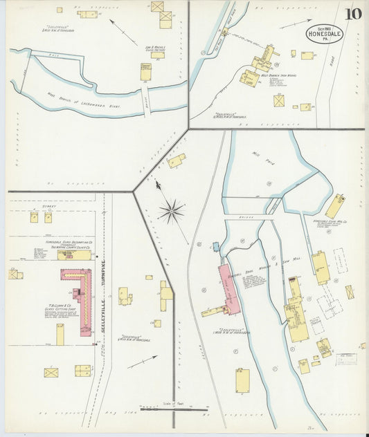 Sanborn Fire Insurance Map from Honesdale, Wayne County, Pennsylvania (1903), Sheet #0010 - Historic Sanborn Fire Insurance Map Print, vintage old map wall art, antique decor, genealogy gift, Pennsylvania Pennsylvania map