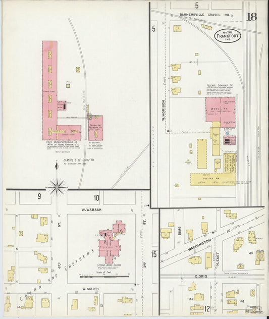 Sanborn Fire Insurance Map from Frankfort, Clinton County, Indiana (1906), Sheet #0018 - Historic Sanborn Fire Insurance Map Print, vintage old map wall art, antique decor, genealogy gift, Indiana Indiana map