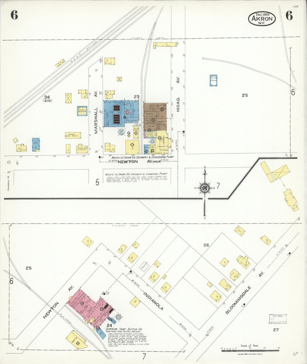 Sanborn Fire Insurance Map from Akron, Erie County, New York (1923), Sheet #0006 - Complete Map Set gallery image, historic Sanborn map, vintage wall art, New York New York