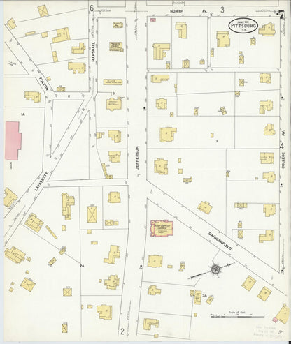 Sanborn Fire Insurance Map from Pittsburg, Camp County, Texas (1911), Sheet #0007 - Historic Sanborn Fire Insurance Map Print, vintage old map wall art, antique decor, genealogy gift, Texas Texas map