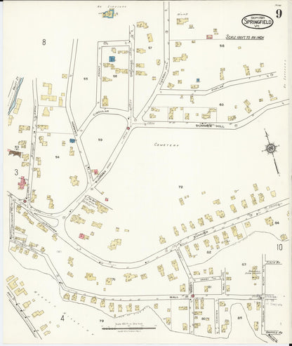 Sanborn Fire Insurance Map from Springfield, Windsor County, Vermont (1921), Sheet #0009 - Complete Map Set gallery image, historic Sanborn map, vintage wall art, Vermont Vermont