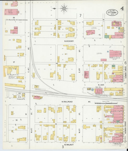 Sanborn Fire Insurance Map from Ottawa, Putnam County, Ohio (1900), Sheet #0004 - Historic Sanborn Fire Insurance Map Print, vintage old map wall art, antique decor, genealogy gift, Ohio Ohio map