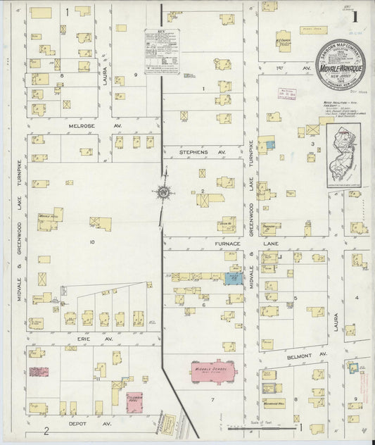 Sanborn Fire Insurance Map from Midvale-Wanaque, Passaic County, New Jersey. (1914) – Historic Sanborn Fire Insurance Map Print