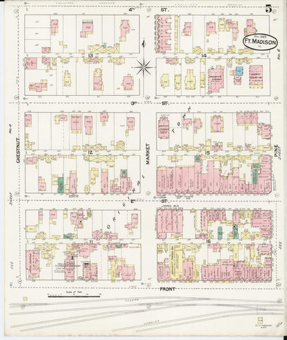 Sanborn Fire Insurance Map from Fort Madison, Lee County, Iowa (1889), Sheet #0005 - Historic Sanborn Fire Insurance Map Print