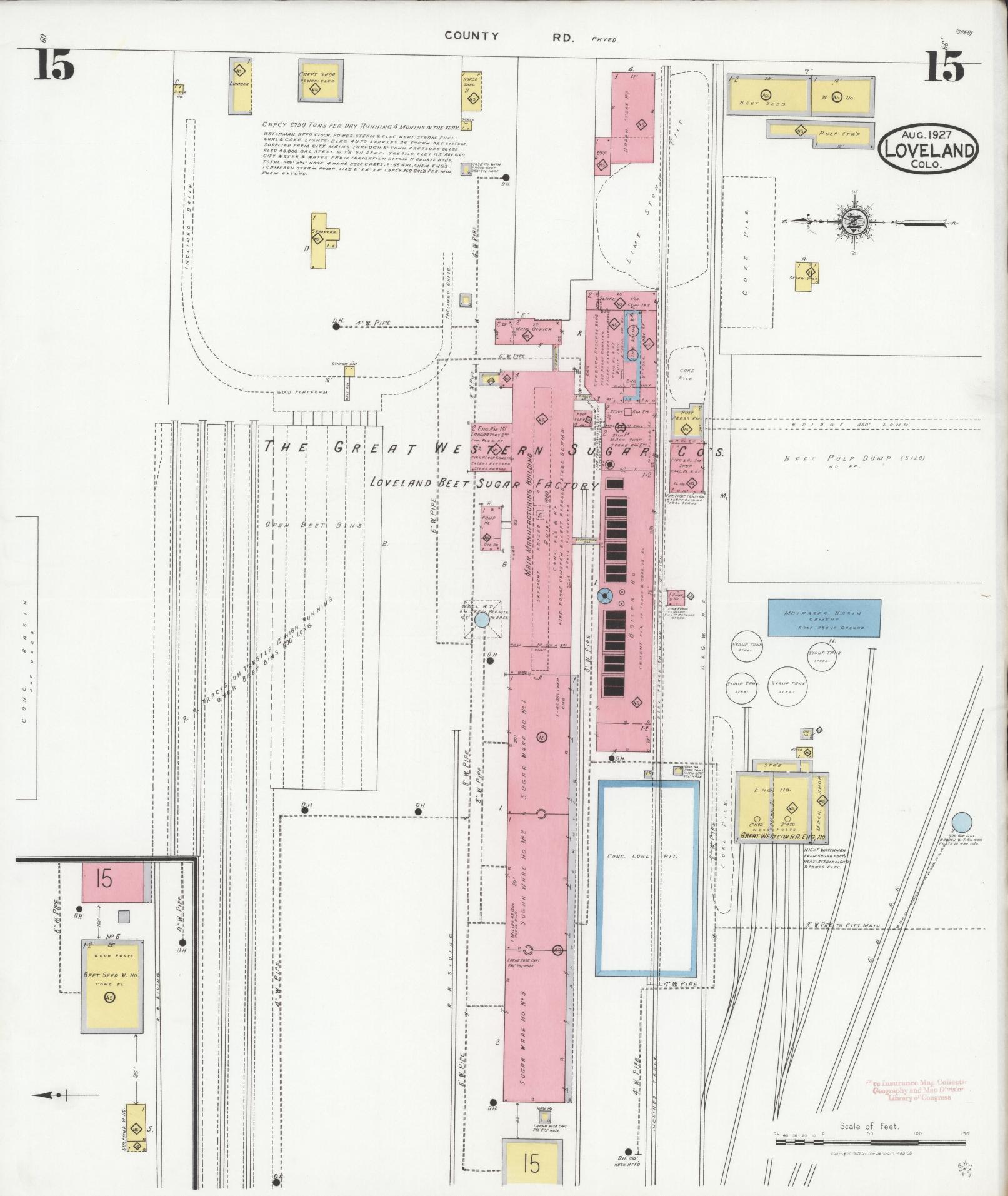 Sanborn Fire Insurance Map from Loveland, Larimer County, Colorado (1927), Sheet #0015 - Complete Map Set gallery image, historic Sanborn map, vintage wall art, Colorado Colorado
