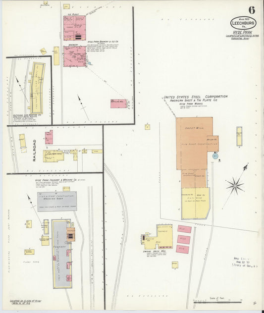Sanborn Fire Insurance Map from Leechburg, Armstrong County, Pennsylvania (1909), Sheet #0006 - Historic Sanborn Fire Insurance Map Print, vintage old map wall art, antique decor, genealogy gift, Pennsylvania Pennsylvania map