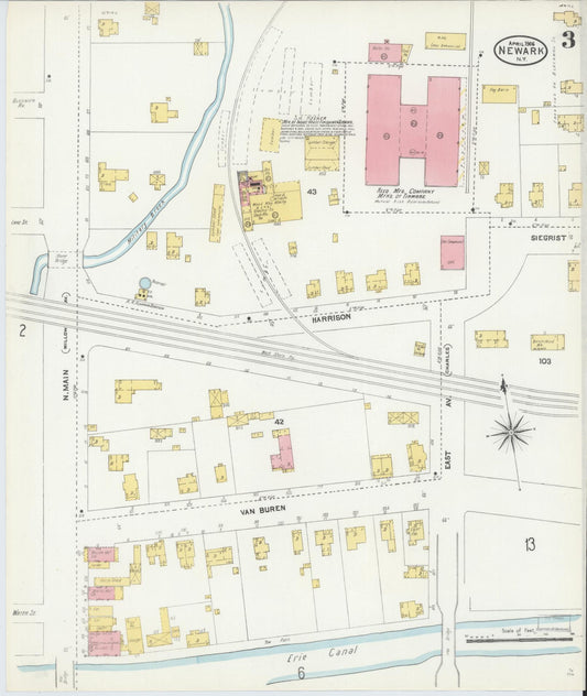 Sanborn Fire Insurance Map from Newark, Wayne County, New York (1906), Sheet #0003 - Historic Sanborn Fire Insurance Map Print, vintage old map wall art, antique decor, genealogy gift, New York New York map