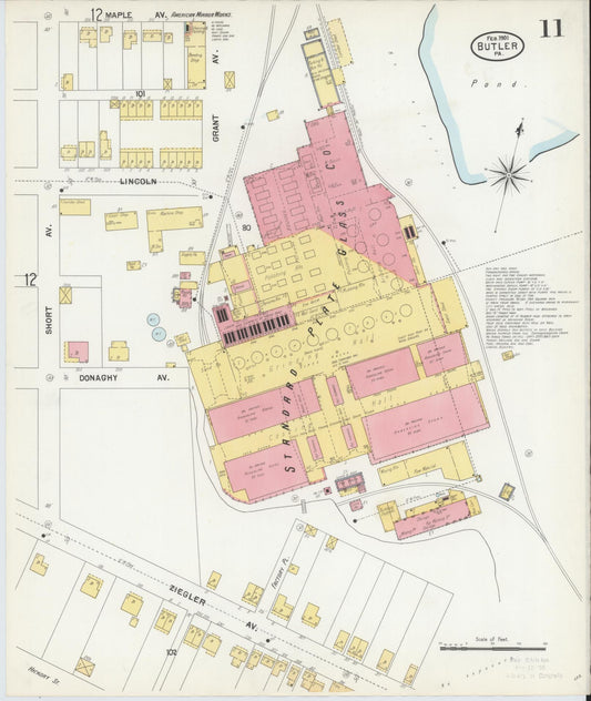 Sanborn Fire Insurance Map from Butler, Butler County, Pennsylvania (1901), Sheet #0011 - Historic Sanborn Fire Insurance Map Print, vintage old map wall art, antique decor, genealogy gift, Pennsylvania Pennsylvania map