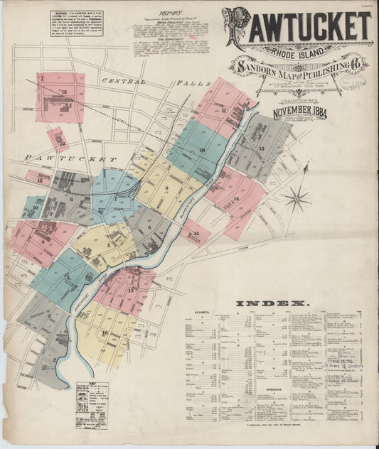 Sanborn Fire Insurance Map from Pawtucket, Providence County, Rhode Island. (1884) – Historic Sanborn Fire Insurance Map Print