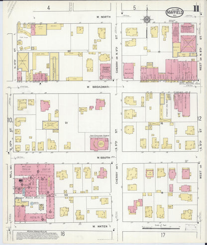 Sanborn Fire Insurance Map from Mayfield, Graves County, Kentucky (1916), Sheet #0011 - Complete Map Set gallery image, historic Sanborn map, vintage wall art, Kentucky Kentucky