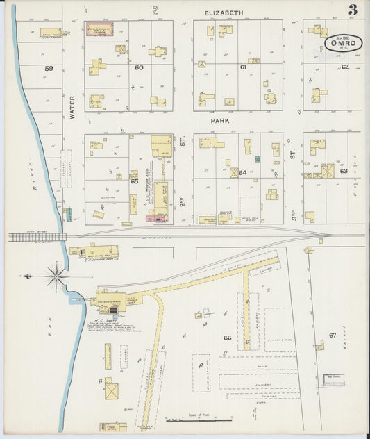 Sanborn Fire Insurance Map from Omro, Winnebago County, Wisconsin (1892), Sheet #0003 - Historic Sanborn Fire Insurance Map Print, vintage old map wall art, antique decor, genealogy gift, Wisconsin Wisconsin map