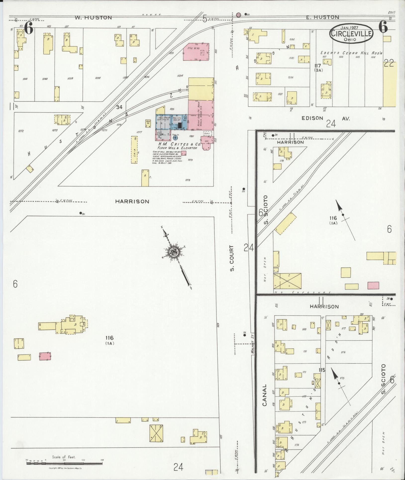 Sanborn Fire Insurance Map from Circleville, Pickaway County, Ohio (1927), Sheet #0006 - Complete Map Set gallery image, historic Sanborn map, vintage wall art, Ohio Ohio