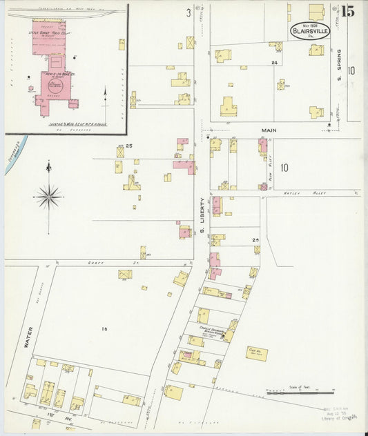 Sanborn Fire Insurance Map from Blairsville, Indiana County, Pennsylvania (1909), Sheet #0015 - Historic Sanborn Fire Insurance Map Print, vintage old map wall art, antique decor, genealogy gift, Pennsylvania Pennsylvania map
