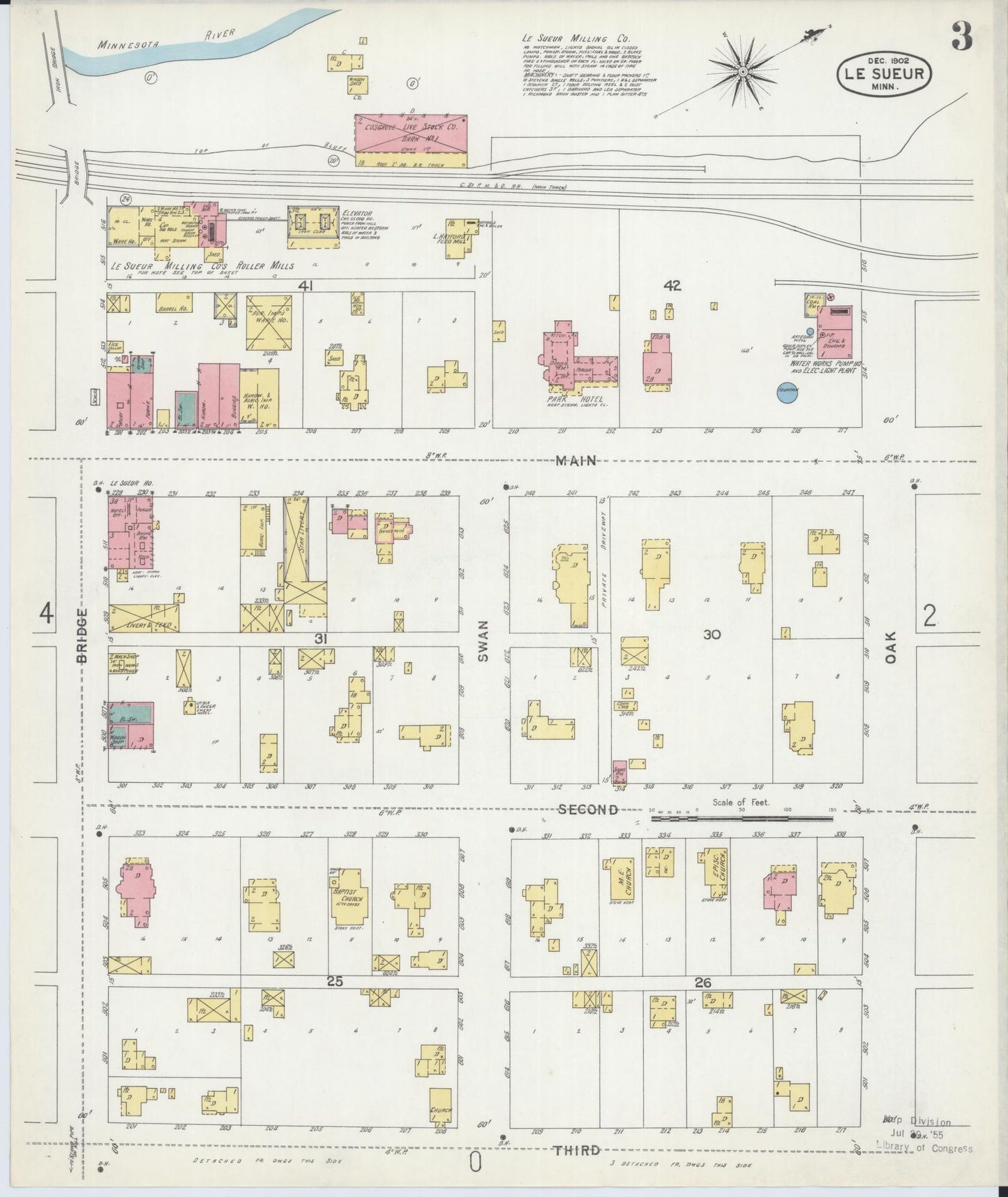 Sanborn Fire Insurance Map from Le Sueur, Le Sueur County, Minnesota (1902), Sheet #0003 - Historic Sanborn Fire Insurance Map Print, vintage old map wall art, antique decor, genealogy gift, Minnesota Minnesota map