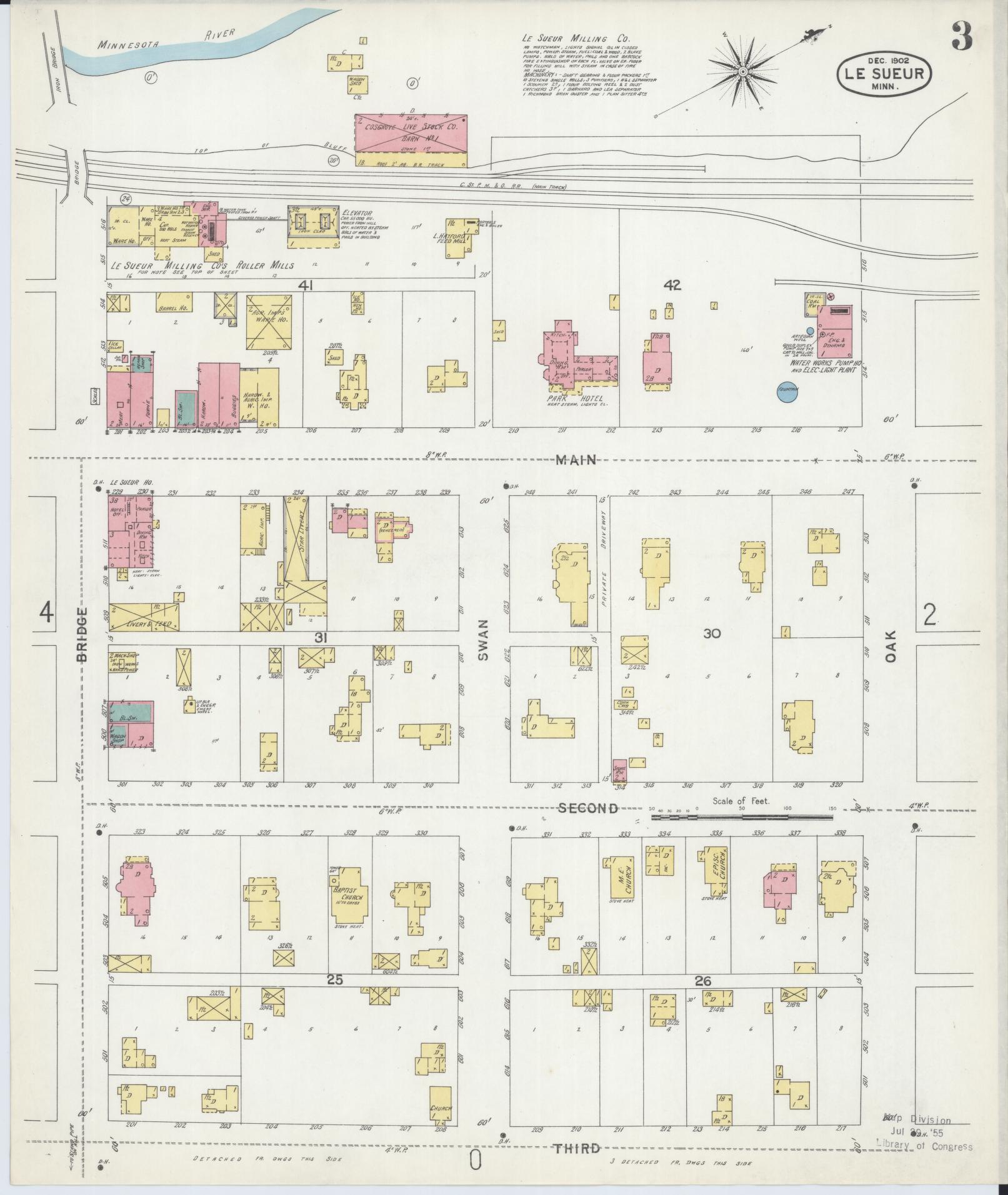 Sanborn Fire Insurance Map from Le Sueur, Le Sueur County, Minnesota (1902), Sheet #0003 - Historic Sanborn Fire Insurance Map Print, vintage old map wall art, antique decor, genealogy gift, Minnesota Minnesota map