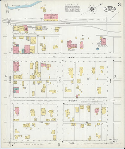 Sanborn Fire Insurance Map from Le Sueur, Le Sueur County, Minnesota (1902), Sheet #0003 - Historic Sanborn Fire Insurance Map Print, vintage old map wall art, antique decor, genealogy gift, Minnesota Minnesota map