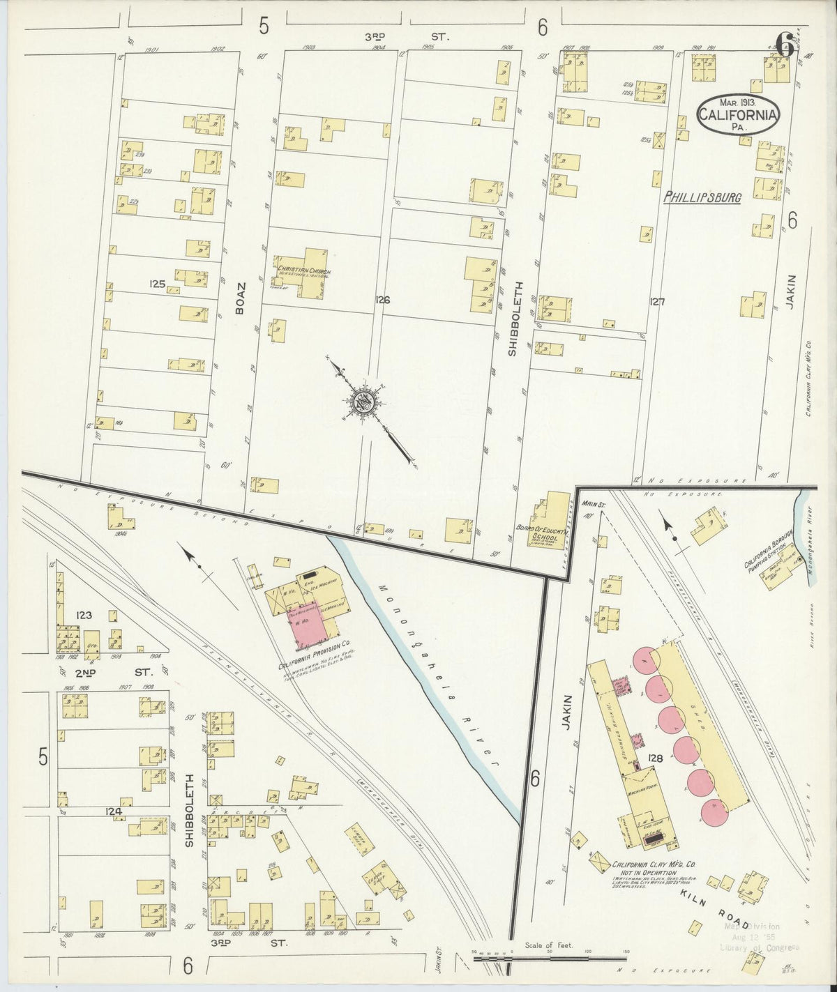 Sanborn Fire Insurance Map from California, Washington County, Pennsylvania (1913), Sheet #0006 - Complete Map Set gallery image, historic Sanborn map, vintage wall art, Pennsylvania Pennsylvania
