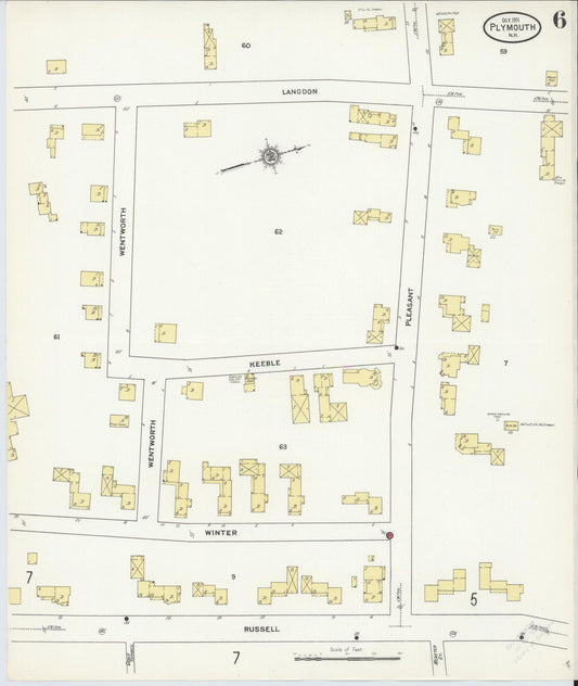 Sanborn Fire Insurance Map from Plymouth, Grafton County, New Hampshire (1911), Sheet #0006 - Historic Sanborn Fire Insurance Map Print, vintage old map wall art, antique decor, genealogy gift, New Hampshire New Hampshire map