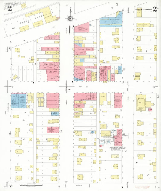Sanborn Fire Insurance Map from Holstein, Ida County, Iowa (1933), Sheet #0002 - Historic Sanborn Fire Insurance Map Print, vintage old map wall art