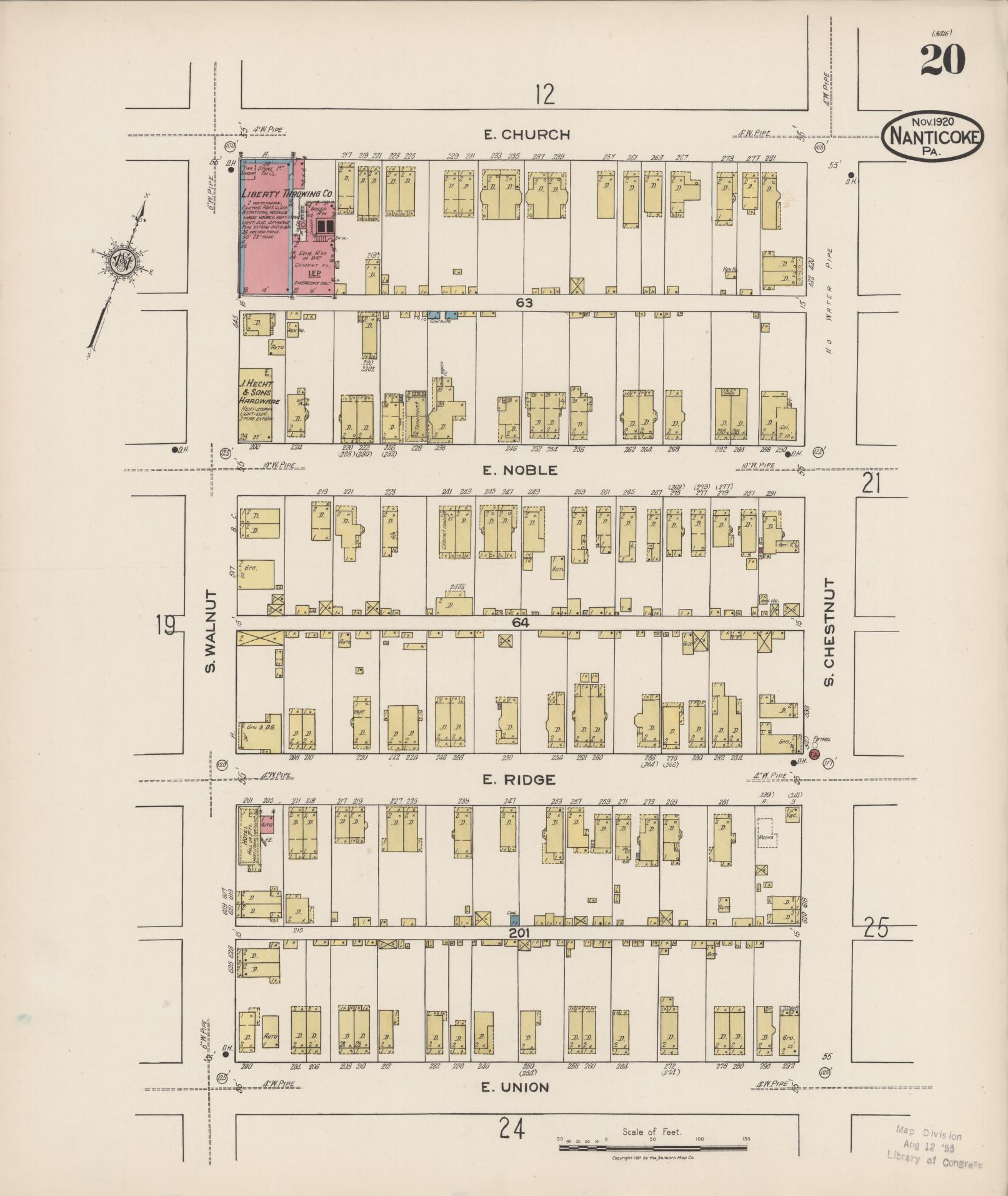 Sanborn Fire Insurance Map from Nanticoke, Luzerne County, Pennsylvania (1920), Sheet #0020 - Complete Map Set gallery image, historic Sanborn map, vintage wall art, Pennsylvania Pennsylvania