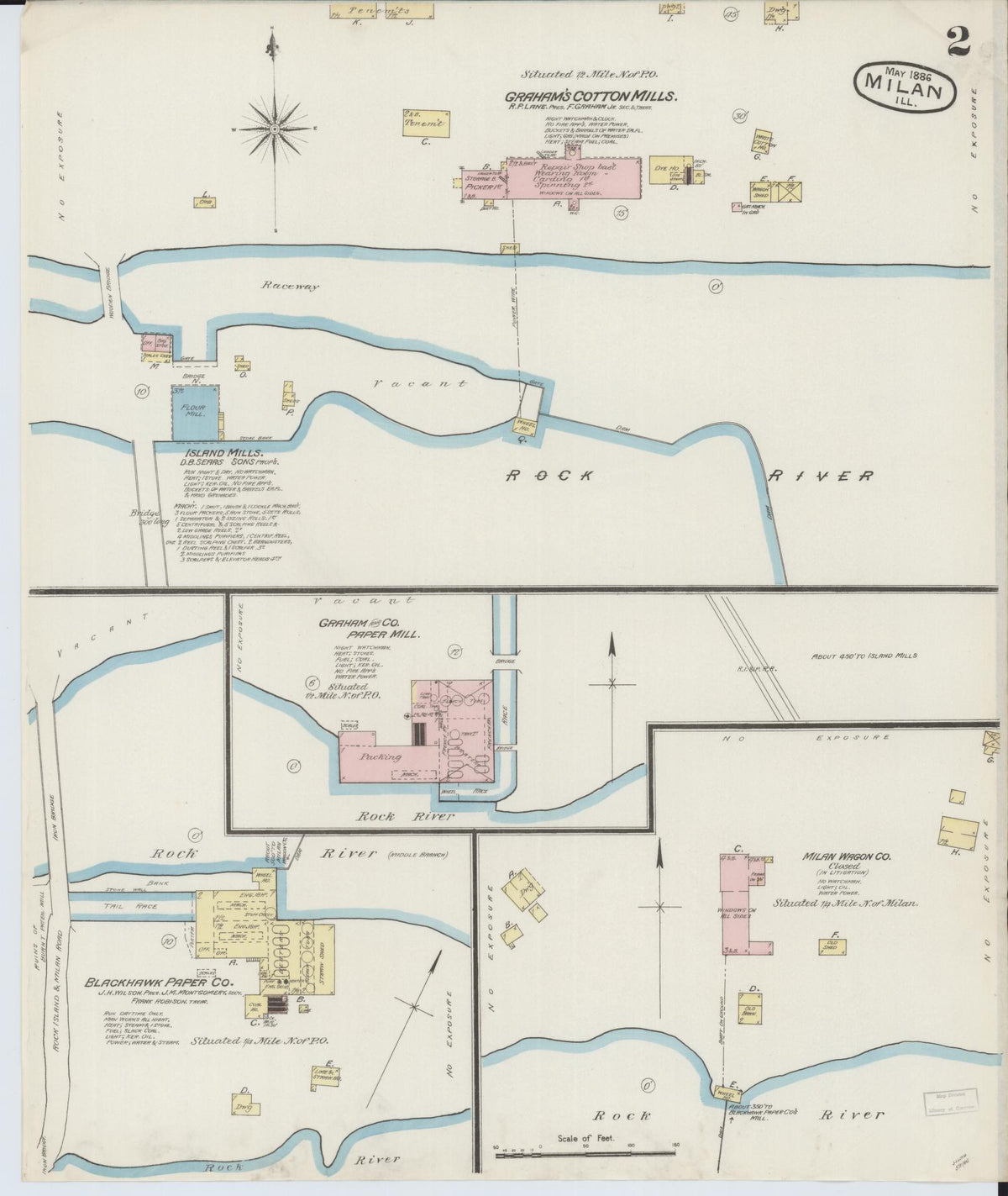 Sanborn Fire Insurance Map from Milan, Rock Island County, Illinois (1886), Sheet #0002 - Historic Sanborn Fire Insurance Map Print, vintage old map wall art, antique decor, genealogy gift, Illinois Illinois map
