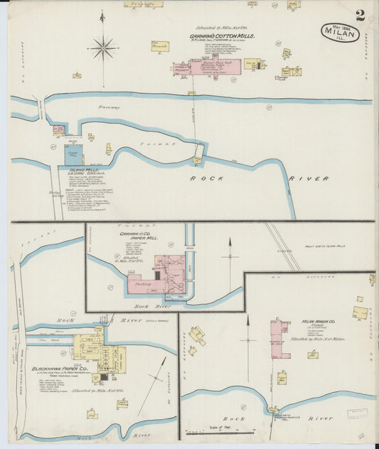 Sanborn Fire Insurance Map from Milan, Rock Island County, Illinois (1886), Sheet #0002 - Historic Sanborn Fire Insurance Map Print, vintage old map wall art, antique decor, genealogy gift, Illinois Illinois map