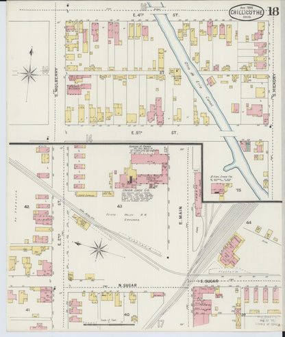 Sanborn Fire Insurance Map from Chillicothe, Ross County, Ohio (1895), Sheet #0018 - Historic Sanborn Fire Insurance Map Print, vintage old map wall art, antique decor, genealogy gift, Ohio Ohio map