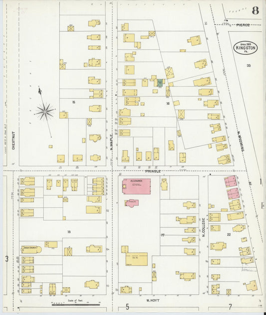 Sanborn Fire Insurance Map from Kingston, Luzerne County, Pennsylvania (1903), Sheet #0008 - Historic Sanborn Fire Insurance Map Print, vintage old map wall art, antique decor, genealogy gift, Pennsylvania Pennsylvania map