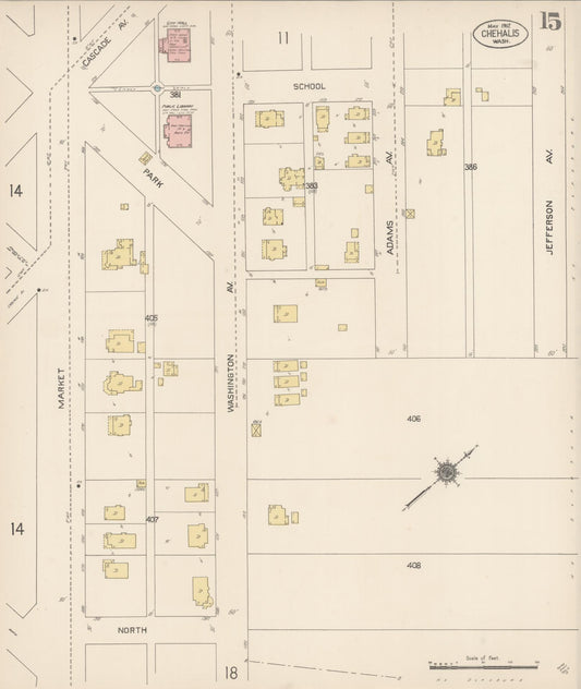 Sanborn Fire Insurance Map from Chehalis, Lewis County, Washington (1912), Sheet #0015 - Historic Sanborn Fire Insurance Map Print, vintage old map wall art, antique decor, genealogy gift, Washington Washington map