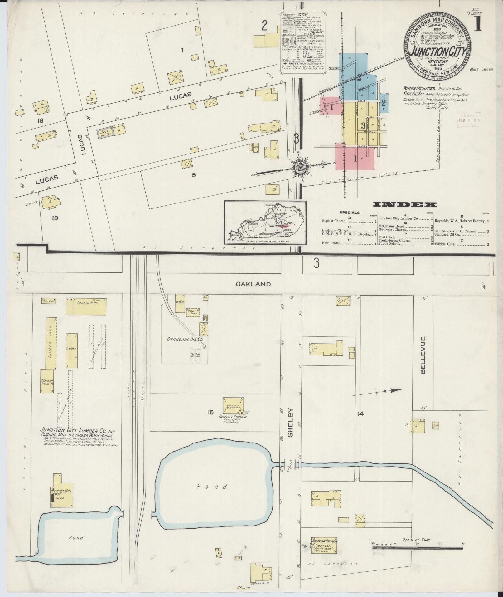 Sanborn Fire Insurance Map from Junction City, Boyle County, Kentucky. (1915) – Historic Sanborn Fire Insurance Map Print