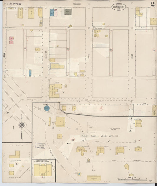 Sanborn Fire Insurance Map from Humboldt, Yavapai County, Arizona (1931), Sheet #0002 - Historic Sanborn Fire Insurance Map Print, vintage old map wall art, antique decor, genealogy gift, Arizona Arizona map