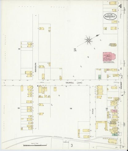 Sanborn Fire Insurance Map from Roosevelt, Middlesex County, New Jersey (1908), Sheet #0004 - Complete Map Set gallery image, historic Sanborn map, vintage wall art, New Jersey New Jersey