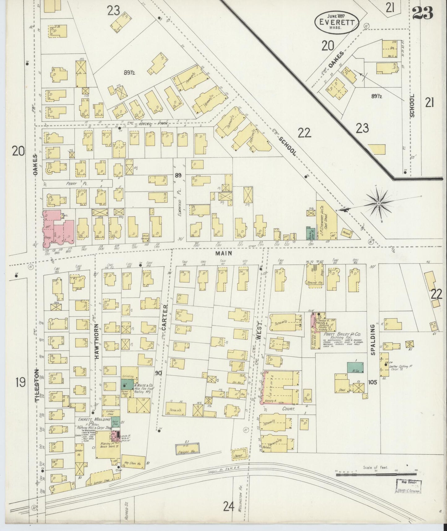 Sanborn Fire Insurance Map from Everett, Middlesex County, Massachusetts (1897), Sheet #0023 - Complete Map Set gallery image, historic Sanborn map, vintage wall art, Massachusetts Massachusetts