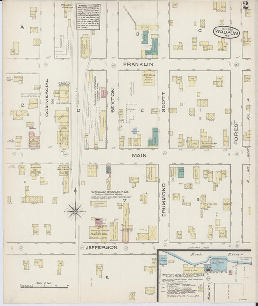 Sanborn Fire Insurance Map from Waupun, Dodge and Fond du Lac Counties, Wisconsin (1885), Sheet #0002 - Historic Sanborn Fire Insurance Map Print, vintage old map wall art, antique decor, genealogy gift, Wisconsin Wisconsin map