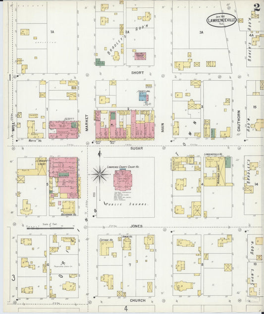 Sanborn Fire Insurance Map from Lawrenceville, Lawrence County, Illinois (1901), Sheet #0002 - Historic Sanborn Fire Insurance Map Print, vintage old map wall art, antique decor, genealogy gift, Illinois Illinois map